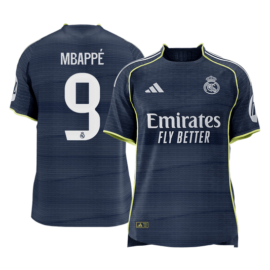 MBAPPÉ #9 Real Madrid Mens Away Soccer Jersey 2025/26 Navy - Player Version [PREMIUM]