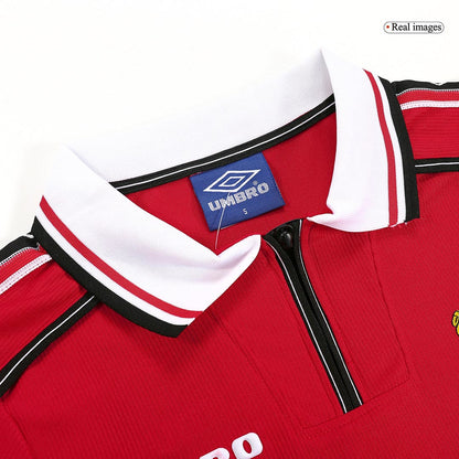 Retro Manchester United Mens Home Long Sleeve Soccer Jersey 1998/99