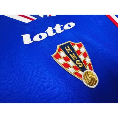 Retro Croatia Mens Away Soccer Jersey 1998 Blue