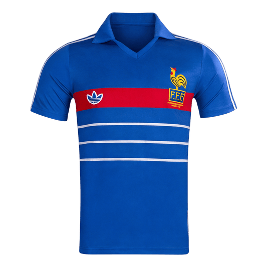 Retro France Mens Home Soccer Jersey 1984 Blue