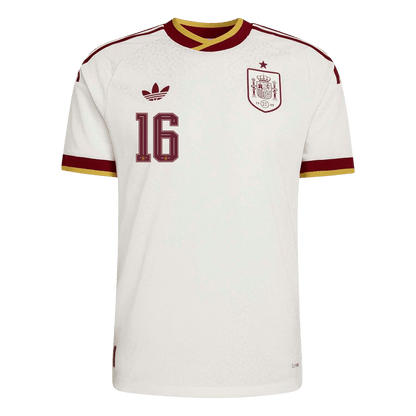 RODRIGO #16 Spain Mens Away Soccer Jersey World Cup 2026 White - Player Version