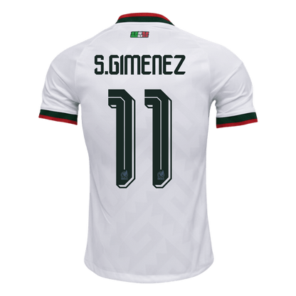 S.GIMENEZ #11 Mexico Mens Away Soccer Jersey World Cup 2026 White - Player Version