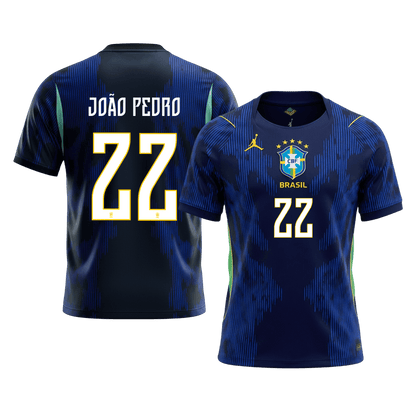 JOÃO PEDRO #22 Brazil Mens Away Soccer Jersey World Cup 2026 Navy