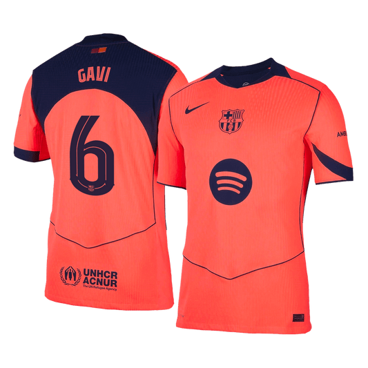 GAVI #6 Barcelona Mens Third Away Soccer Jersey UCL 2025/26 Orange - Player Version