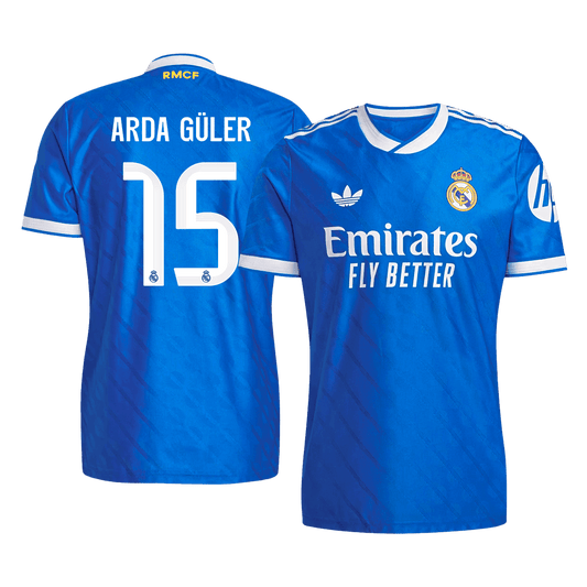 ARDA GÜLER #15 Real Madrid Mens Third Away Soccer Jersey 2025/26 Blue - Player Version