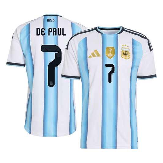 DE PAUL #7 Argentina Mens Home Soccer Jersey World Cup 2026 Blue&White - Player Version