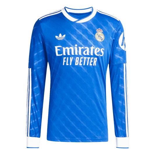 Real Madrid Mens Third Away Long Sleeve Soccer Jersey 2025/26 Blue