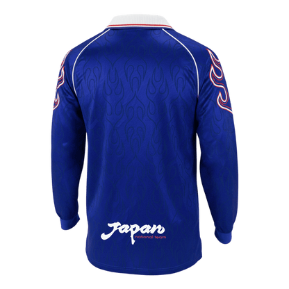 Retro Japan Mens Home Long Sleeve Soccer Jersey World Cup 1998 Blue