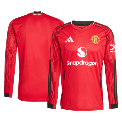 Manchester United Mens Home Long Sleeve Soccer Jersey 2025/26 Red