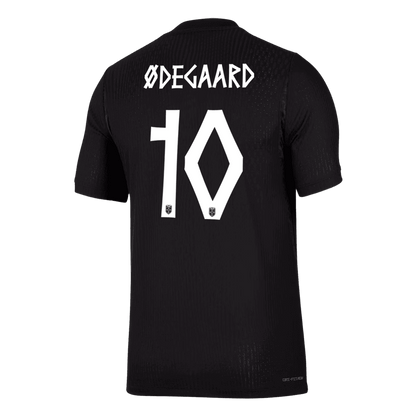 ØDEGAARD #10 Norway Mens Away Soccer Jersey World Cup 2026 Black - Player Version