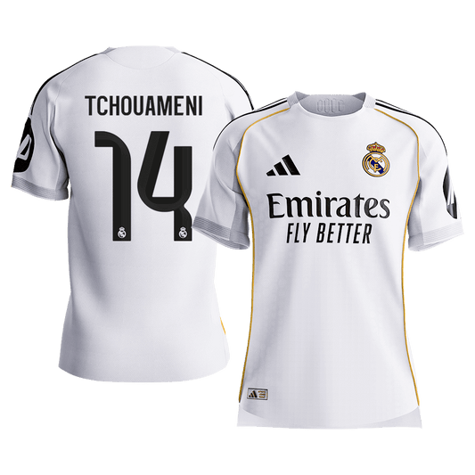 TCHOUAMENI #14 Real Madrid Mens Home Soccer Jersey 2025/26 White - Player Version [PREMIUM]