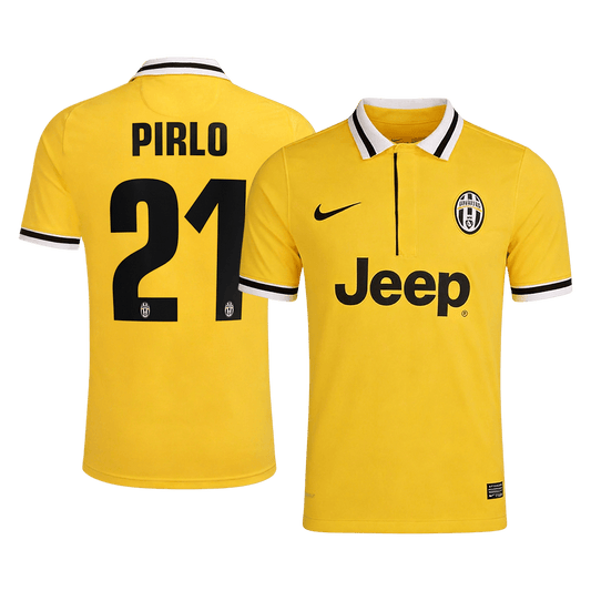 Retro PIRLO #21 Juventus Mens Away Soccer Jersey 2013/14 Yellow