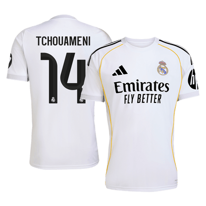TCHOUAMENI #14 Real Madrid Mens Home Soccer Jersey 2025/26 White [PREMIUM]