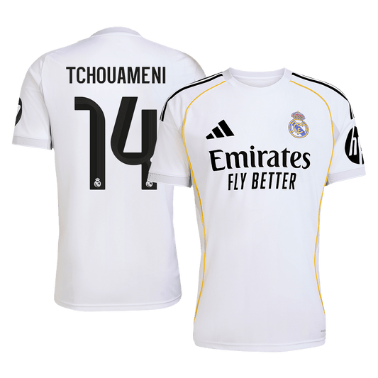 TCHOUAMENI #14 Real Madrid Mens Home Soccer Jersey 2025/26 White [PREMIUM]