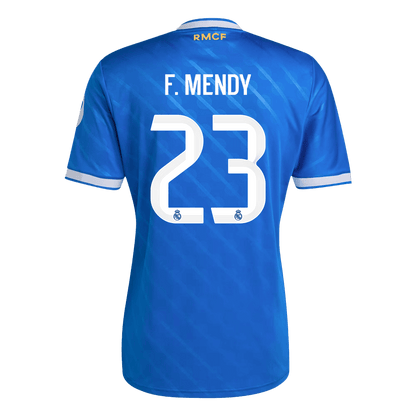 F. MENDY #23 Real Madrid Mens Third Away Soccer Jersey 2025/26 Blue