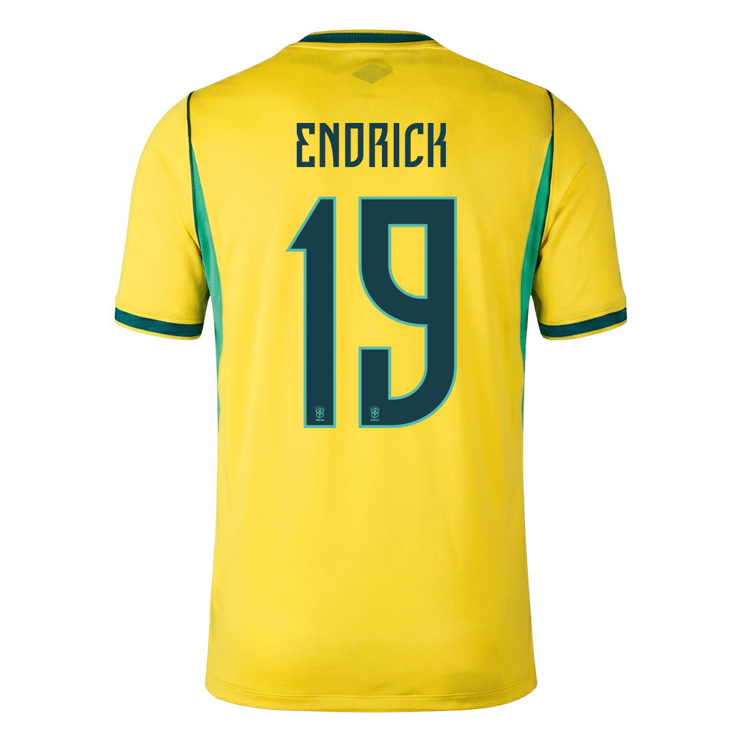 ENDRICK #19 Brazil Mens Home Soccer Jersey World Cup 2026 Yellow