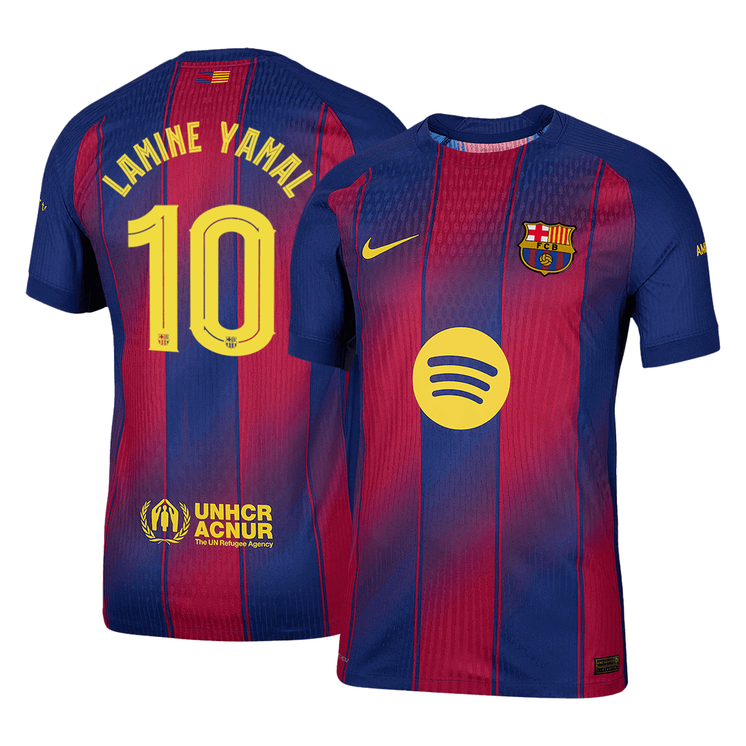 LAMINE YAMAL #10 Barcelona Mens Home Soccer Jersey UCL 2025/26 Red&Blue - Player Version