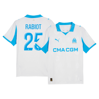 RABIOT #25 Marseille Mens Home Soccer Jersey 2025/26 White