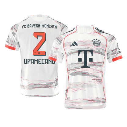 UPAMECANO #2 Bayern Munich Mens Away Soccer Jersey 2025/26 White - Player Version