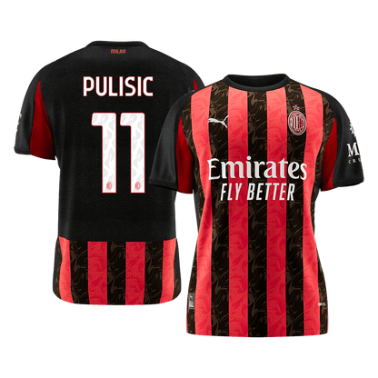 PULISIC #11 AC Milan Mens Home Soccer Jersey 2025/26 Red&Black [PREMIUM]