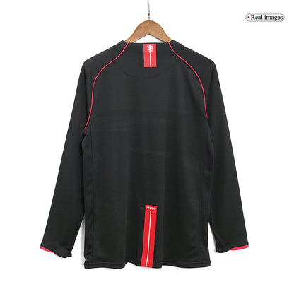 Retro Manchester United Mens Away Long Sleeve Soccer Jersey 2007/08 Black