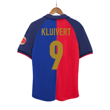 Retro KLUIVERT #9 Barcelona Mens Home Soccer Jersey 1999/00 Red&Blue