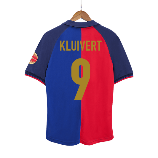 Retro KLUIVERT #9 Barcelona Mens Home Soccer Jersey 1999/00 Red&Blue