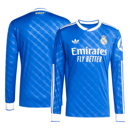 Real Madrid Mens Third Away Long Sleeve Soccer Jersey 2025/26 Blue