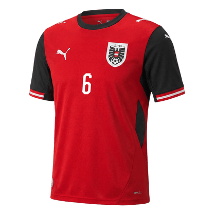 SEIWALD #6 Austria Mens Home Soccer Jersey World Cup 2026 Red