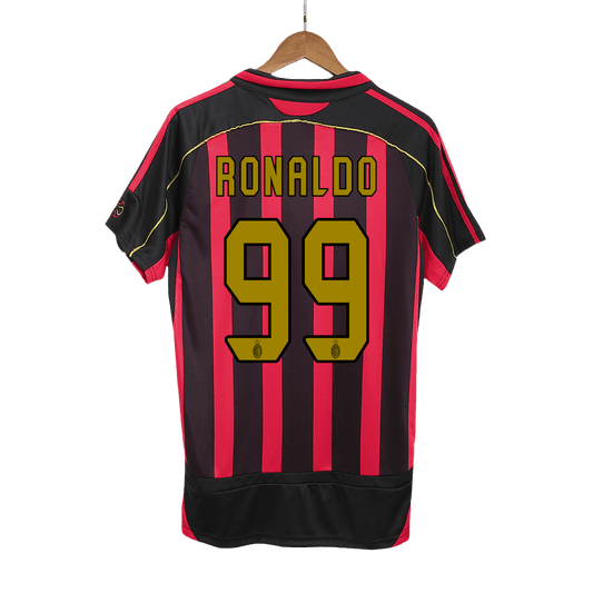 Retro RONALDO #99 AC Milan Mens Home Soccer Jersey 2006/07 Red&Black
