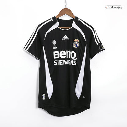 Retro RAUL #7 Real Madrid Mens Away Soccer Jersey 2006/07 Black