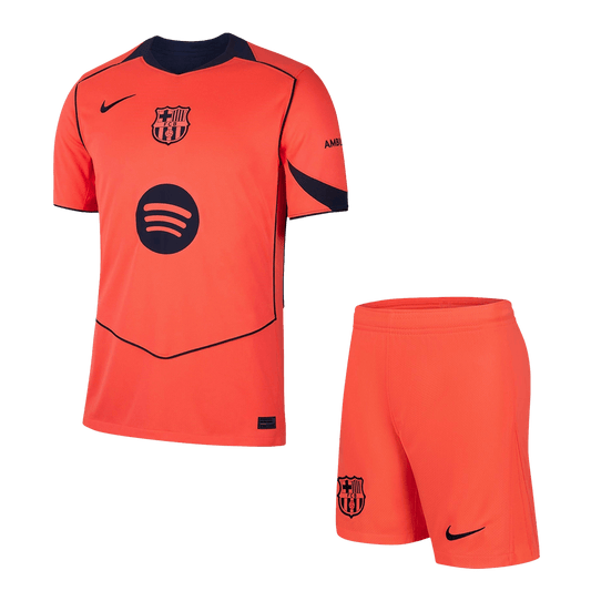 Barcelona Mens Third Away Soccer Kit 2025/26 Orange
