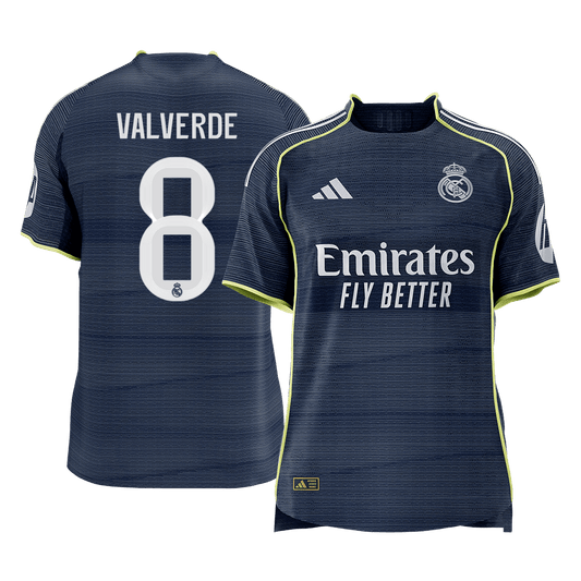 VALVERDE #8 Real Madrid Mens Away Soccer Jersey 2025/26 Navy - Player Version [PREMIUM]