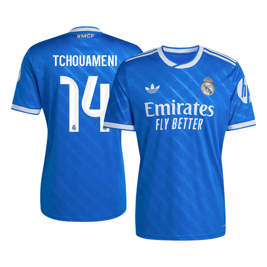 TCHOUAMENI #14 Real Madrid Mens Third Away Soccer Jersey 2025/26 Blue