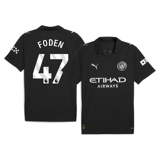 FODEN #47 Manchester City Mens Away Soccer Jersey 2025/26 Black