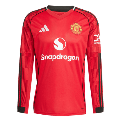 Manchester United Mens Home Long Sleeve Soccer Jersey 2025/26 Red