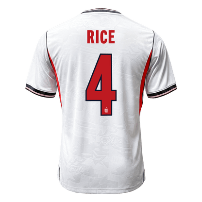 RICE #4 England Mens Home Soccer Jersey World Cup 2026 White - Player Version