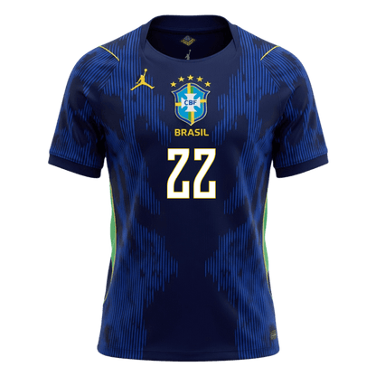 JOÃO PEDRO #22 Brazil Mens Away Soccer Jersey World Cup 2026 Navy