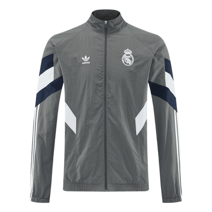 Real Madrid Mens Windbreaker Jacket 2025/26 Gray