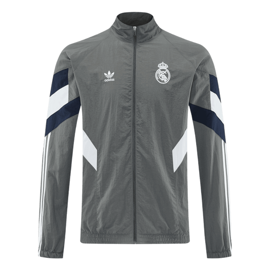 Real Madrid Mens Windbreaker Jacket 2025/26 Gray