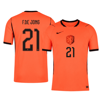 F.DE JONG #21 Netherlands Mens Home Soccer Jersey World Cup 2026 Orange - Player Version