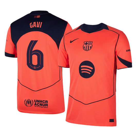 GAVI #6 Barcelona Mens Third Away Soccer Jersey UCL 2025/26 Orange