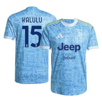 KALULU #15 Juventus Mens Away Soccer Jersey 2025/26 Blue - Player Version