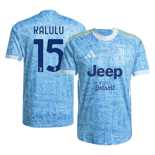 KALULU #15 Juventus Mens Away Soccer Jersey 2025/26 Blue - Player Version