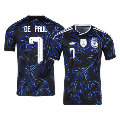 DE PAUL #7 Argentina Mens Away Soccer Jersey World Cup 2026 Black