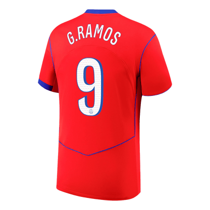 G.RAMOS #9 PSG Mens Third Away Soccer Jersey 2025/26 Red