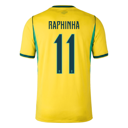 RAPHINHA #11 Brazil Mens Home Soccer Jersey World Cup 2026 Yellow