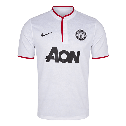 Retro Manchester United Mens Away Soccer Jersey 2013/14 White