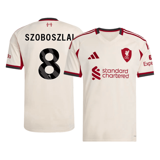 SZOBOSZLAI #8 Liverpool Mens Away Soccer Jersey 2025/26 White