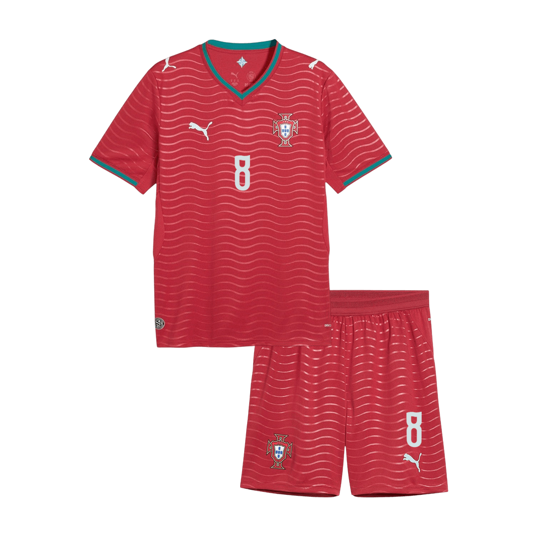 B. FERNANDES #8 Portugal Kids Home Soccer Kit World Cup 2026 Red [PREMIUM]